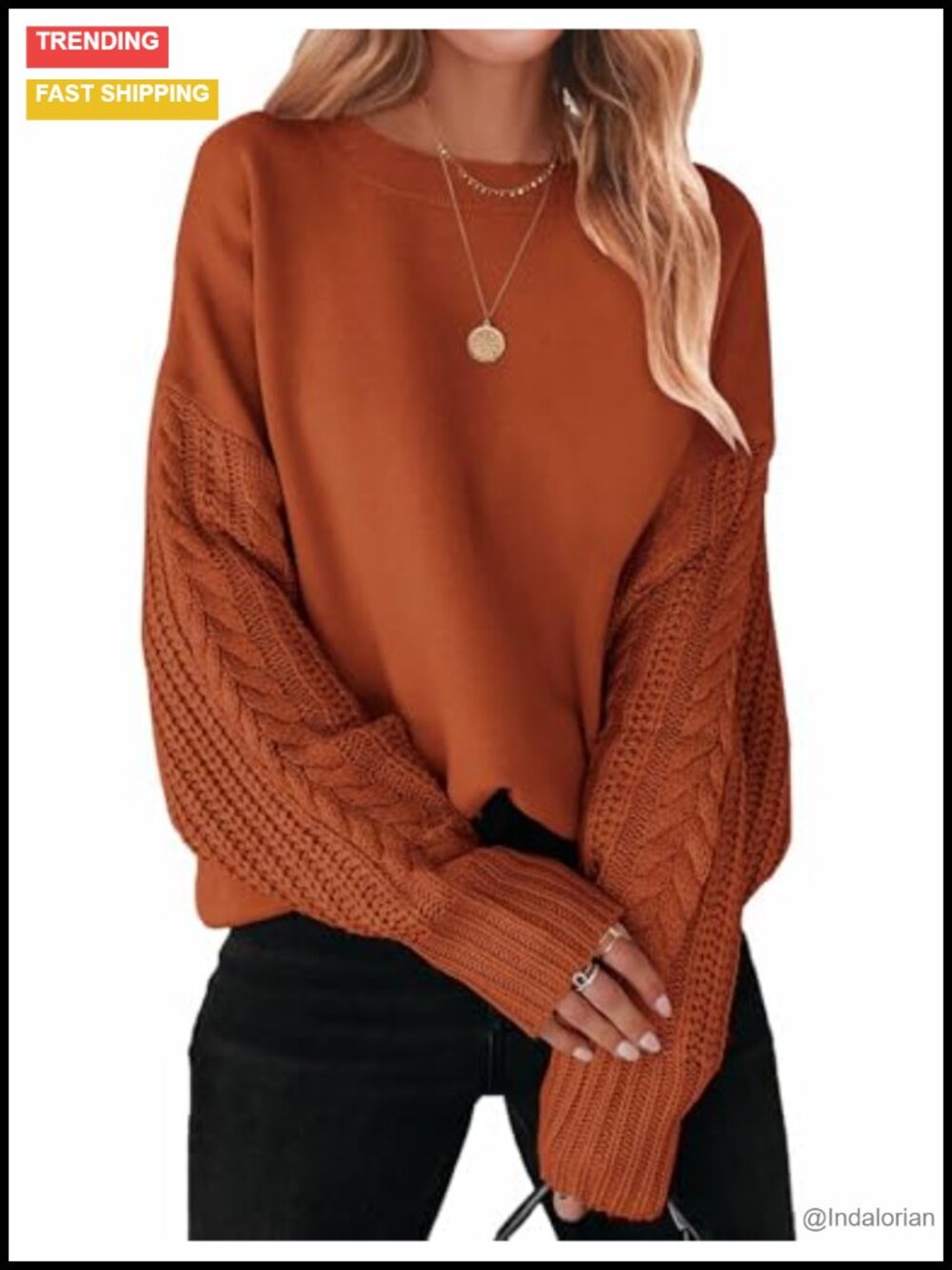 Oversized Cable Knit Sweater for Women Fall Winter